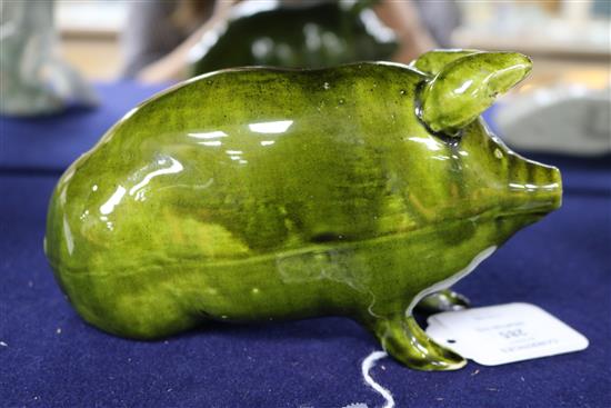 A Wemyss green-glazed seated pig